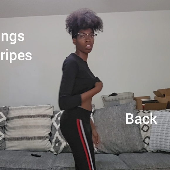 S Black leggings w/ Red & white stripe - Picture 3 of 4